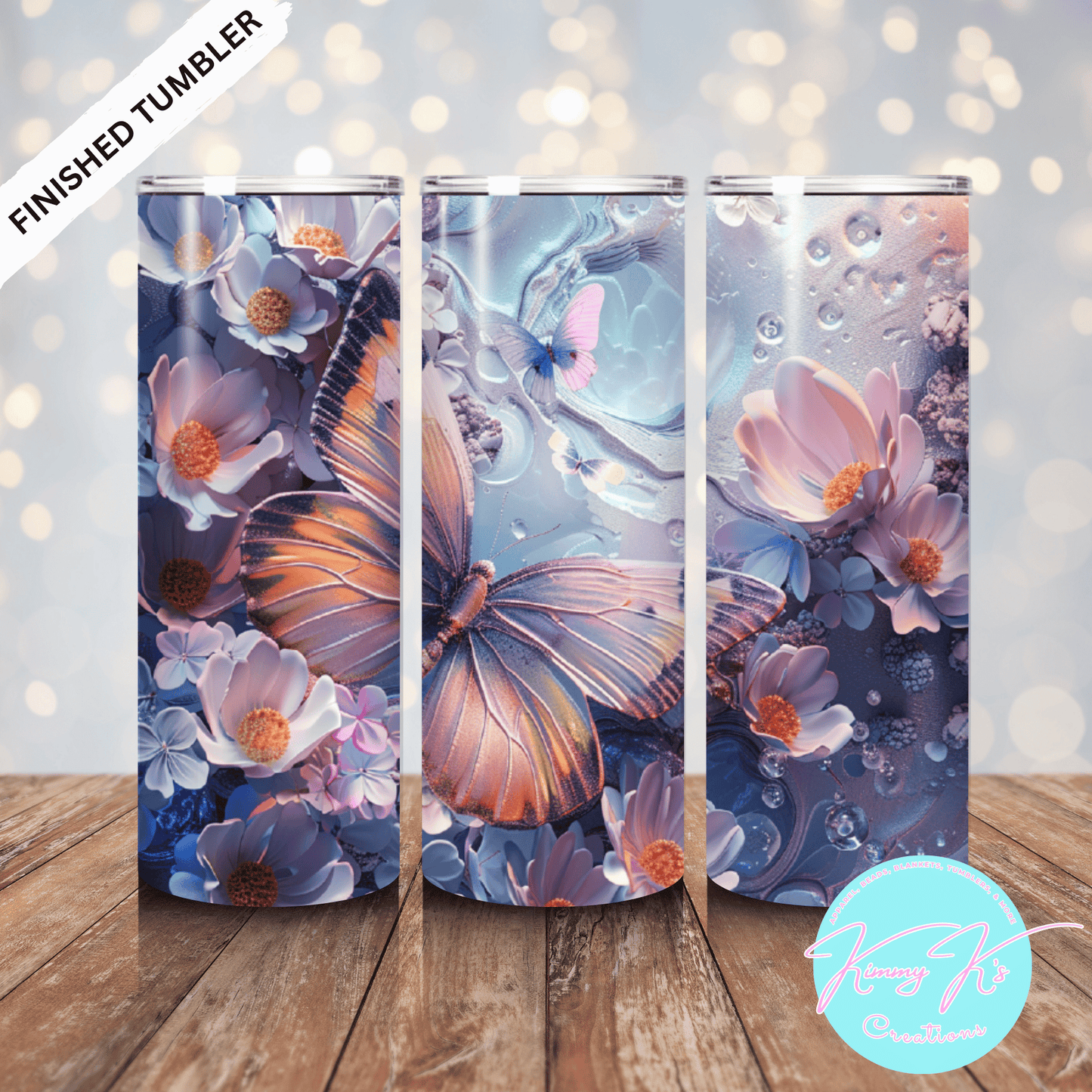 Butterfly & Flowers | 20oz Skinny Tumbler