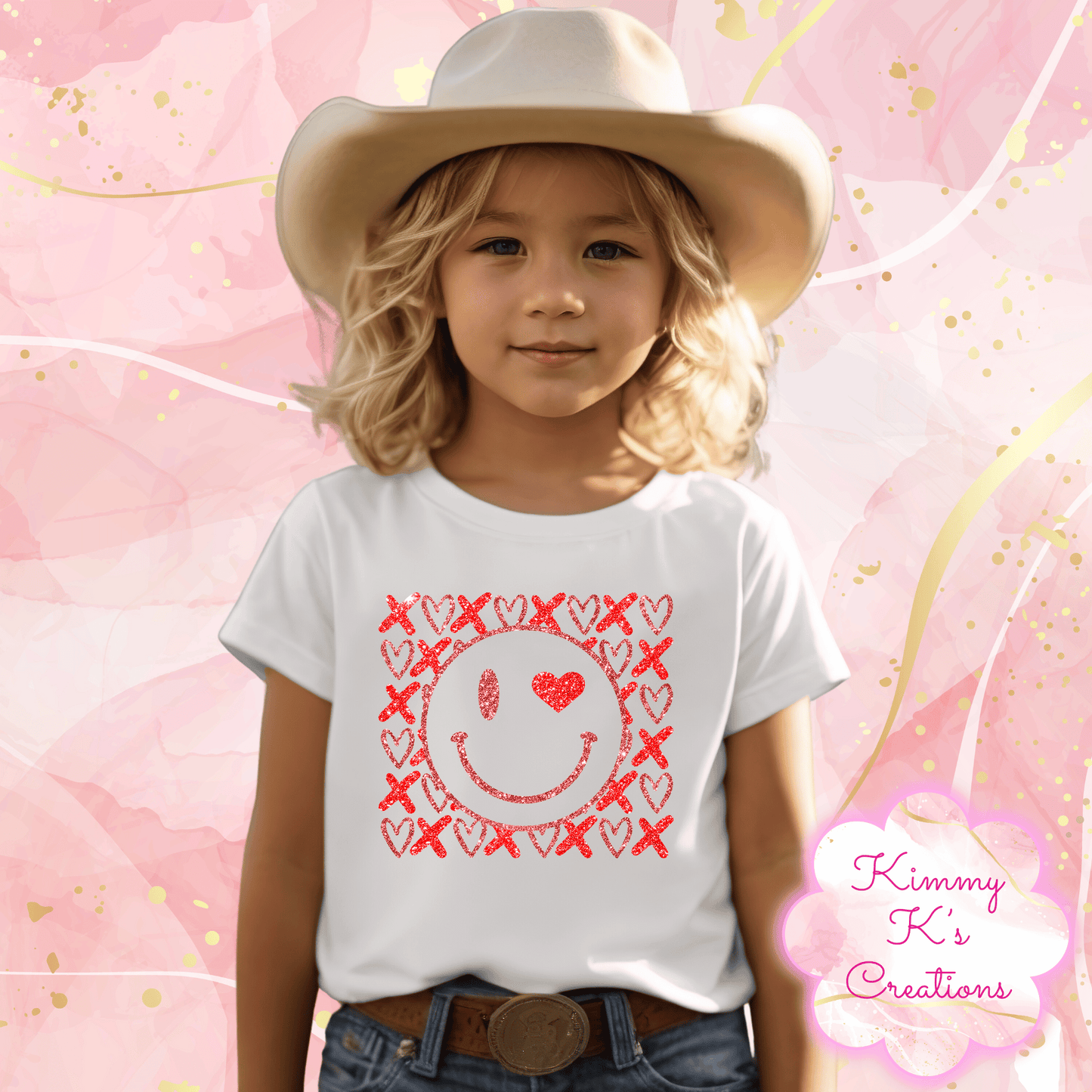 Glitter XOXO Smiley Face | Youth T-Shirt