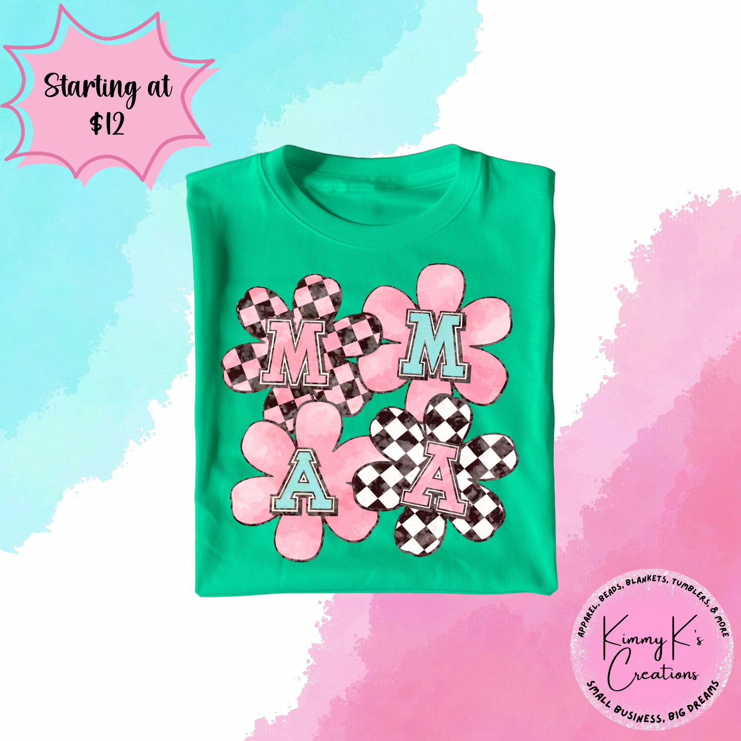 Flower Checkered Mama | T-Shirt