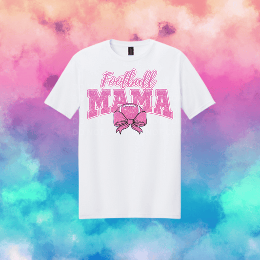 Pink Glitter Football Mama T-shirt