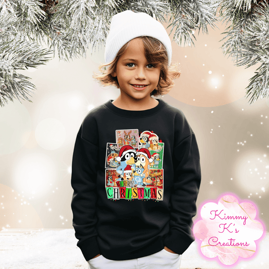 Blue Dude Merry Christmas | Youth Crewneck