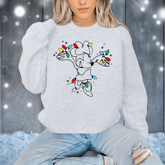 Girl Mouse Christmas Lights | Crewneck