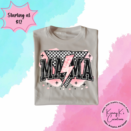 Checkered Lightning Bolt Mama | T-Shirt